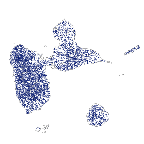 Tronçons hydrographiques - Guadeloupe 2022 - BD Topage®