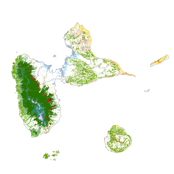 Cartographie des formations végétales de Guadeloupe 1950
