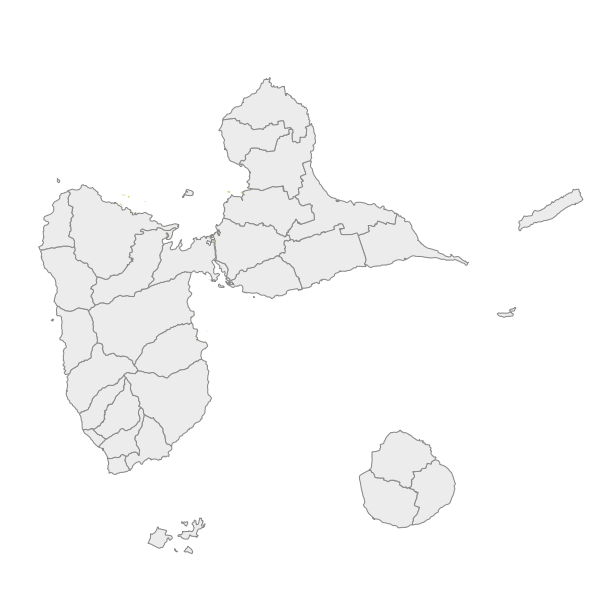 Occupation thématique de la Guadeloupe à partir de la couche des forêts de Guadeloupe 2010