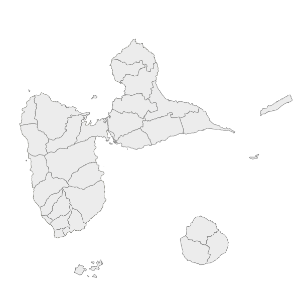 Limites des zones classées Aire d'Adhésion (AA) du Parc national de la Guadeloupe