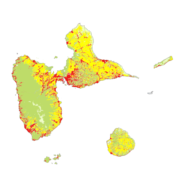 Couche assemblée des données d'occupation du sol en Guadeloupe - 2013